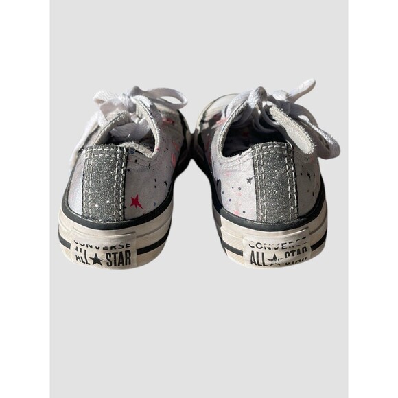 CONVERSE CTAS OX Shoes Girls Size 12c Silver Stars Chuck Taylor Lace up Low - Picture 2 of 6